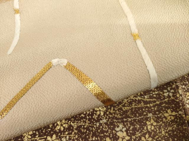平和屋着物●訪問着 駒刺繍 木賊色 暈し染め 金彩 鬼しぼ縮緬 正絹 逸品 AABI2603cs