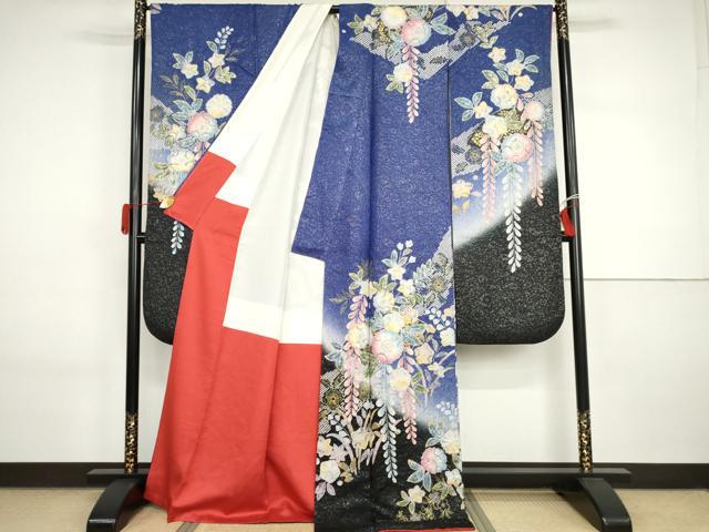 平和屋着物●豪華振袖 辻が花 絞り 暈し染め 銀通し地 正絹 逸品 AABI2605cs