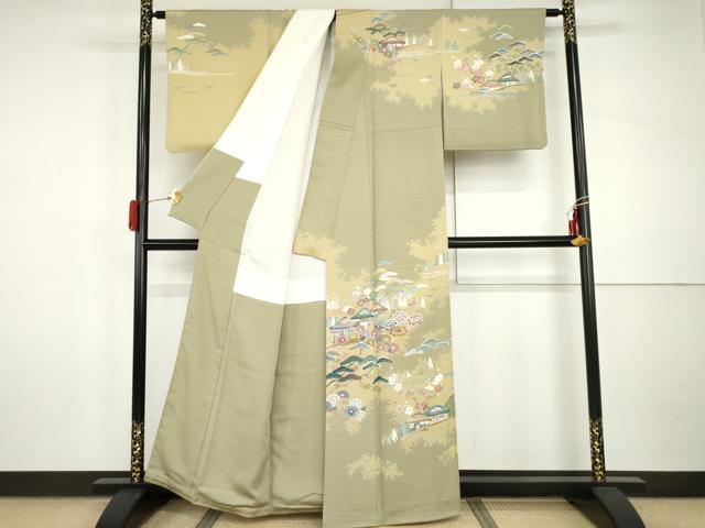 平和屋着物●訪問着 友禅 作家物 松竹梅風景文 金彩 正絹 逸品 AABI2612cs