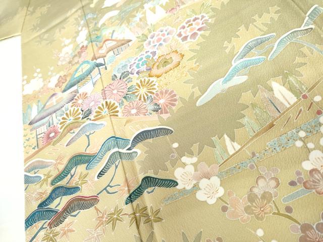 平和屋着物●訪問着 友禅 作家物 松竹梅風景文 金彩 正絹 逸品 AABI2612cs
