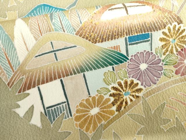 平和屋着物●訪問着 友禅 作家物 松竹梅風景文 金彩 正絹 逸品 AABI2612cs