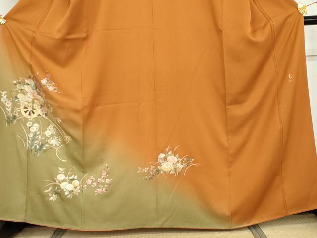 平和屋着物●金彩友禅 卓越技能者・名工・和田光正 訪問着 花車文 暈し染め 金銀彩 丹後ちりめん 保証書付き 正絹 逸品 AABI2622cs