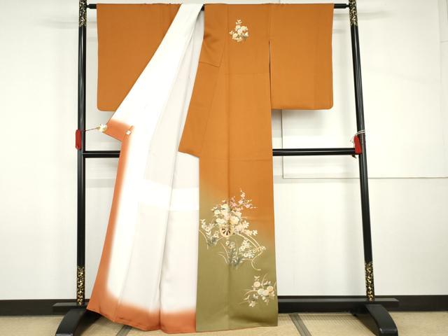 平和屋着物●金彩友禅 卓越技能者・名工・和田光正 訪問着 花車文 暈し染め 金銀彩 丹後ちりめん 保証書付き 正絹 逸品 AABI2622cs