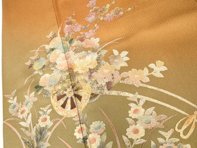 平和屋着物●金彩友禅 卓越技能者・名工・和田光正 訪問着 花車文 暈し染め 金銀彩 丹後ちりめん 保証書付き 正絹 逸品 AABI2622cs