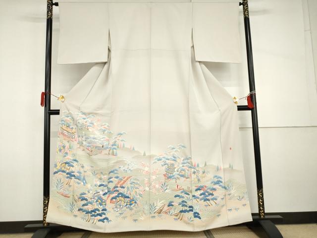 平和屋着物●本加賀友禅作家 稲荷茂雄 色留袖 渡り橋松竹梅文 暈し染め 正絹 逸品 AABI2629cs