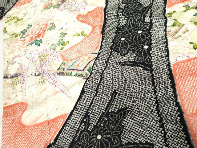 平和屋着物●豪華振袖 絞り 花楽器文 金彩 伊勢丹扱い 正絹 逸品 AABI2635cs