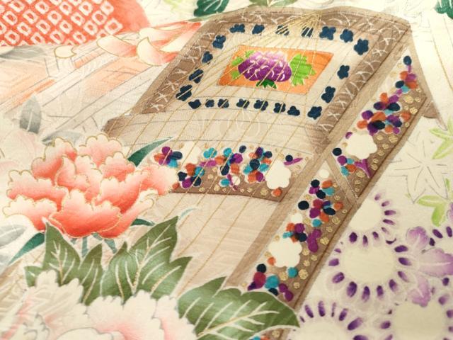 平和屋着物●豪華振袖 絞り 花楽器文 金彩 伊勢丹扱い 正絹 逸品 AABI2635cs