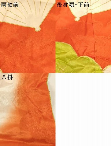 平和屋着物∵女の子 十三参り 子供 祝着 駒刺繍 扇面花文 金彩 逸品 AABI2820ja