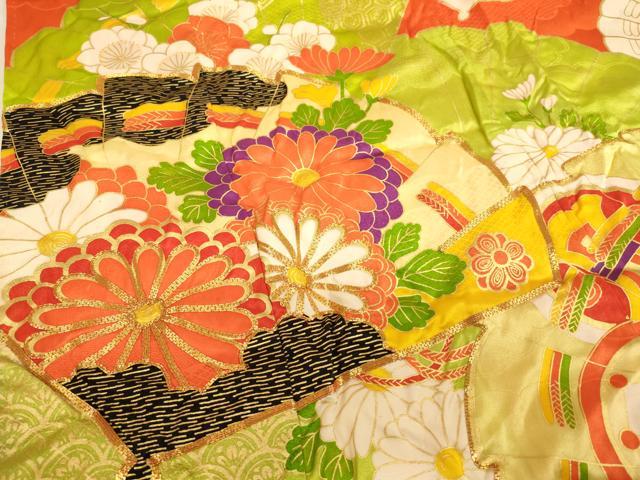 平和屋着物∵女の子 十三参り 子供 祝着 駒刺繍 扇面花文 金彩 逸品 AABI2820ja