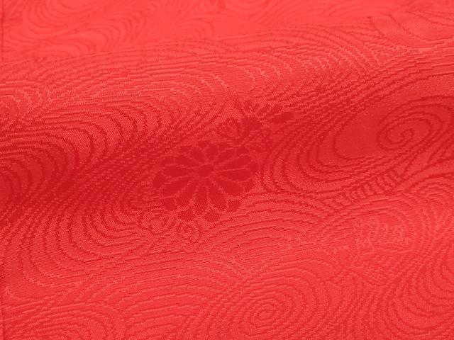平和屋着物∵子供 女の子 長襦袢 袷 のしめ 流水菊地紋 紅赤色 逸品 AABI2826ja