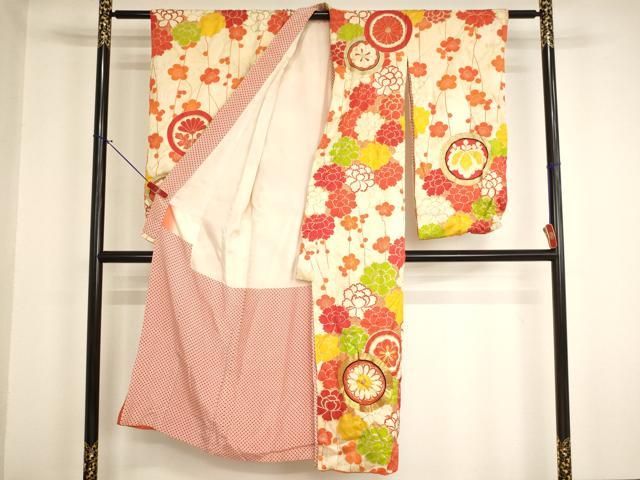 平和屋着物∵女の子 十三参り 子供 祝着 駒刺繍 花丸文 牡丹 金彩 逸品 AABI2913ja