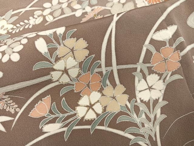平和屋着物●訪問着 友禅 刺繍 草花文 金彩 正絹 逸品 AABI2961ph