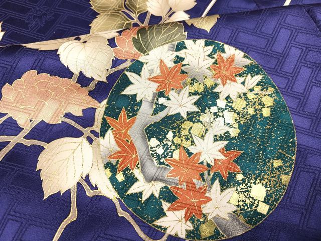 平和屋着物●十日町老舗ブランド 吉澤友禅 吾妻徳穂 振袖 駒刺繍 枝花丸文 金彩 正絹 逸品 AABI2962ph