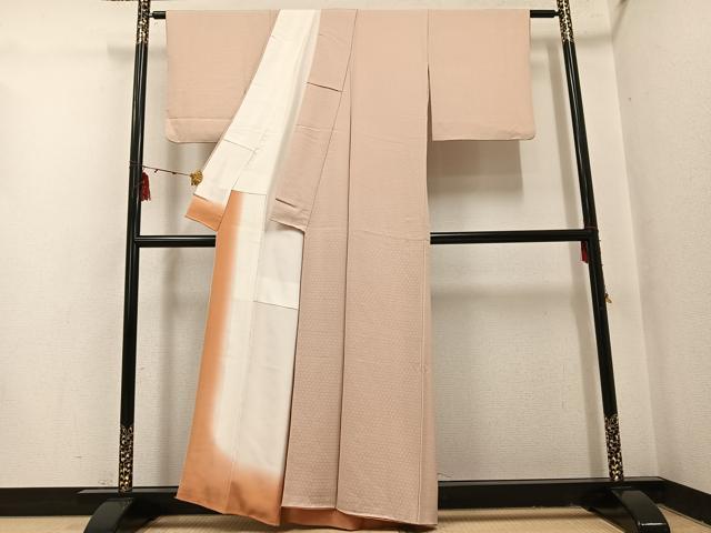 平和屋着物●お召 亀甲花地紋 香色 正絹 逸品 AABI2966ph