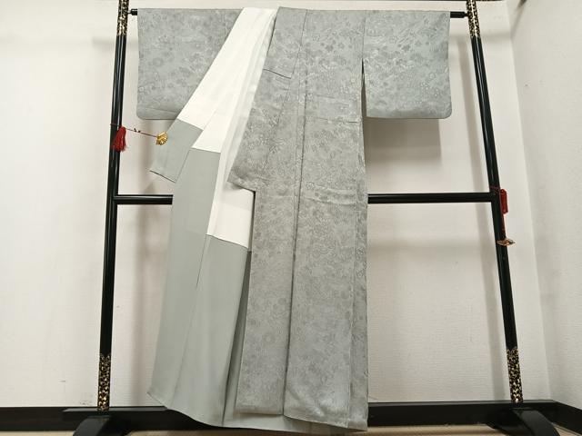 平和屋着物●上質な色無地 草花地紋 蕎麦切色 正絹 逸品 AABI2968ph