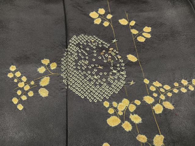 平和屋着物●訪問着 駒刺繍 絞り 飛鳥草木文 正絹 逸品 AABI2973ph