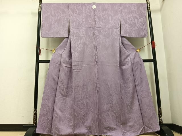 平和屋着物●上質な色無地 草花地紋 鳩羽鼠色 正絹 逸品 未使用 AABI2975ph