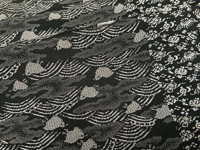 平和屋着物●お召 立波間道 千鳥 黒地 正絹 逸品 AABI2981ph