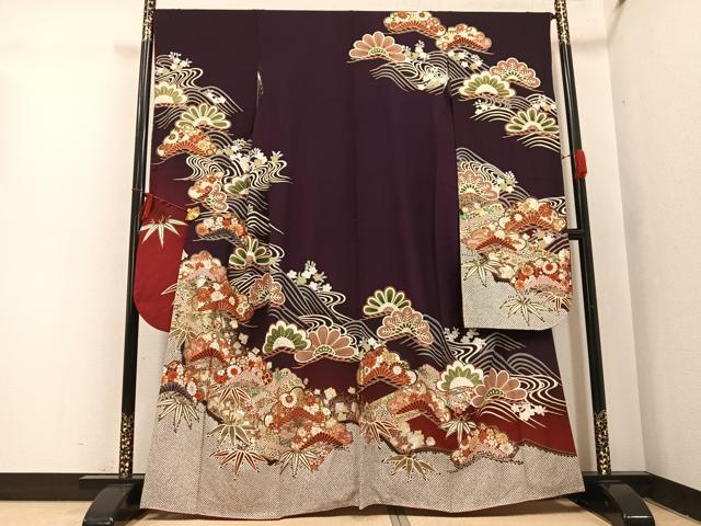 平和屋着物●豪華振袖 草花文 暈し染め 金銀彩 正絹 逸品 AABI2982ph