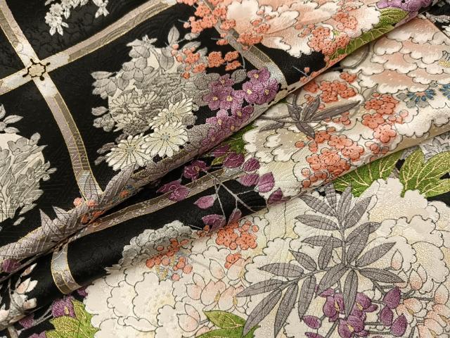 平和屋着物●上質な小紋 草花文 黒地 やまと誂製 正絹 逸品 未使用 AABI2987ph