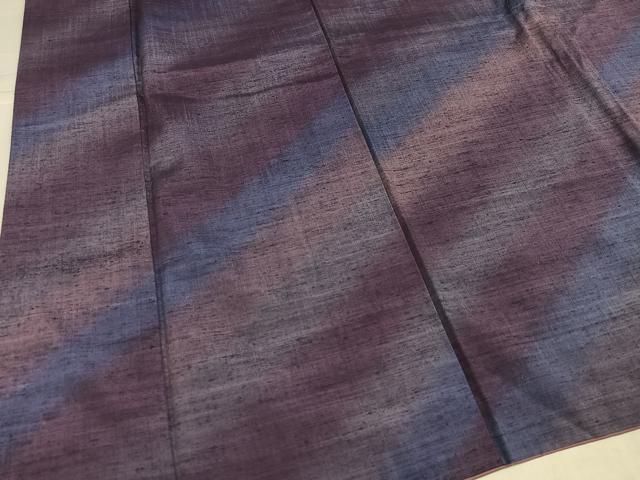 平和屋着物●菅原工房 菅原結作 漢方染紬 斜縞 反端付き 正絹 逸品 AABI2996ph
