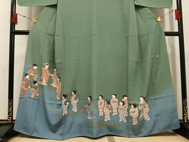 平和屋着物●十日町友禅作家 関口遼一 色留袖 女人文 暈し染め 金銀彩 正絹 逸品 AABI2997ph