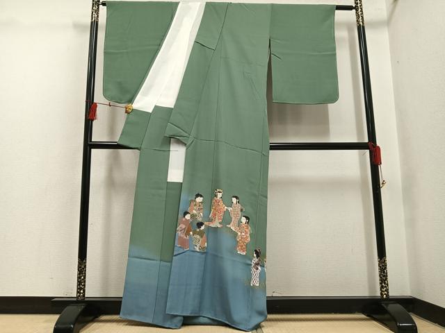 平和屋着物●十日町友禅作家 関口遼一 色留袖 女人文 暈し染め 金銀彩 正絹 逸品 AABI2997ph