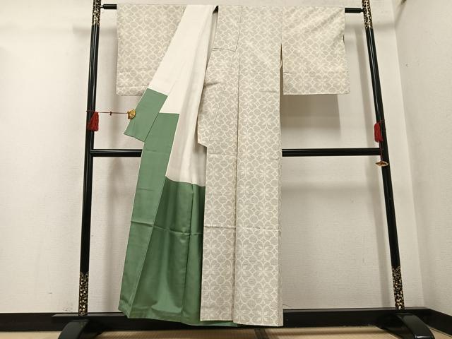 平和屋着物●結城紬 80亀甲 花尽くし 正絹 逸品 AABI3010ph