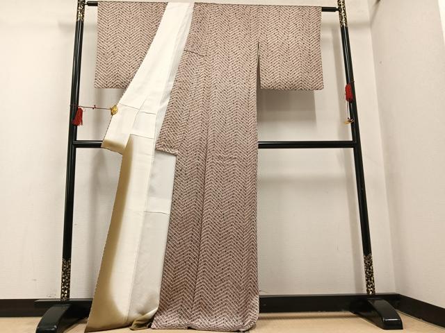 平和屋着物●上質な小紋 藤娘きぬたや・杢目絞り 正絹 逸品 AABI3019ph
