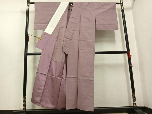平和屋着物●上質な紬 色無地 鴇浅葱色 胴抜き仕立て 正絹 逸品 AABI3021ph