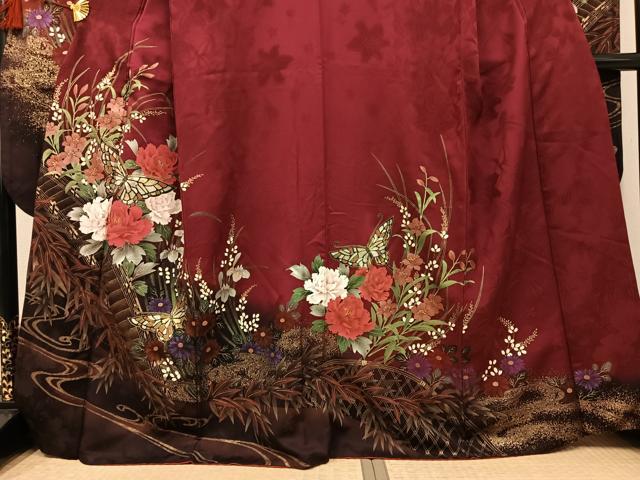 平和屋着物●豪華振袖 花蝶文 暈し染め 金銀彩 正絹 逸品 AABI3025ph