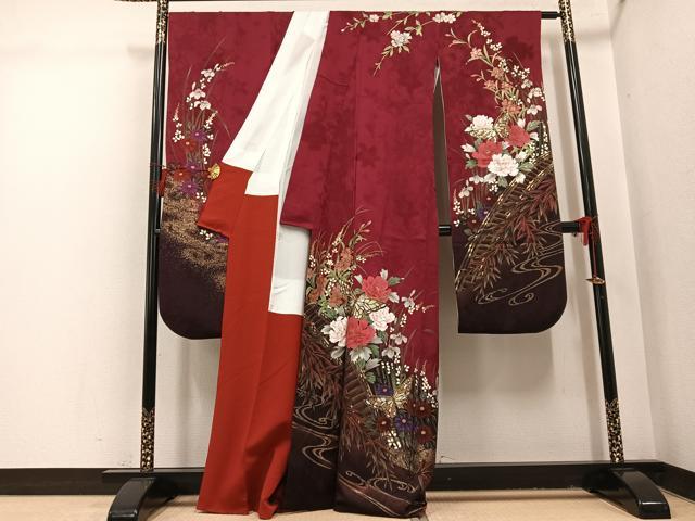 平和屋着物●豪華振袖 花蝶文 暈し染め 金銀彩 正絹 逸品 AABI3025ph
