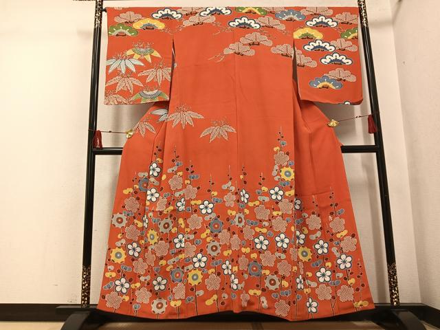 平和屋着物●和染紅型 栗山紅型 栗山吉三郎 訪問着 槍梅 正絹 逸品 AABI3027ph