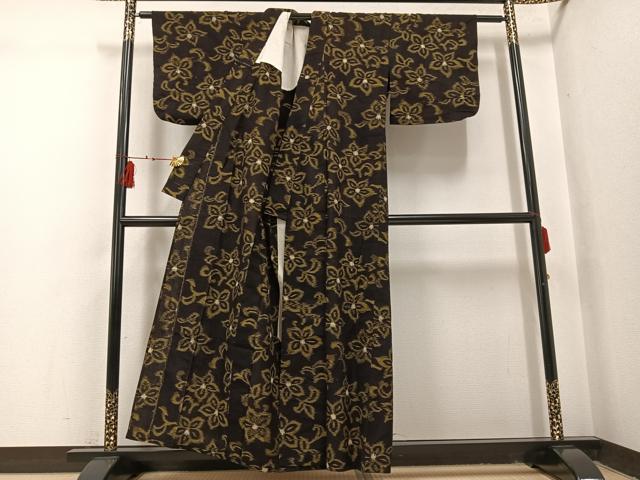 平和屋着物●久留米絣 単衣 花尽くし 綿 逸品 AABI3036ph
