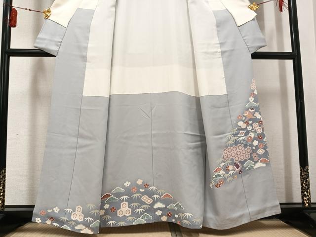 平和屋着物●豪華色留袖 友禅 刺繍 松竹梅飛鶴吉祥宝尽くし 暈し染め 正絹 逸品 AABI3043ph