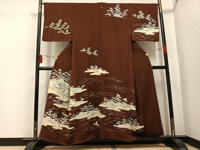 平和屋着物●訪問着 友禅 浜松風景船文 正絹 逸品 未使用 AABI3045ph