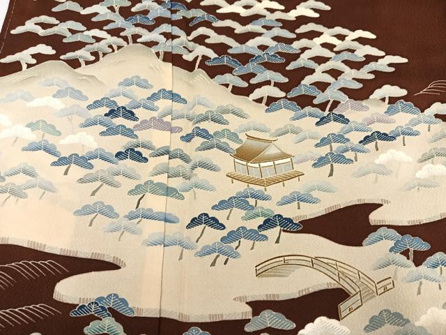 平和屋着物●訪問着 友禅 浜松風景船文 正絹 逸品 未使用 AABI3045ph