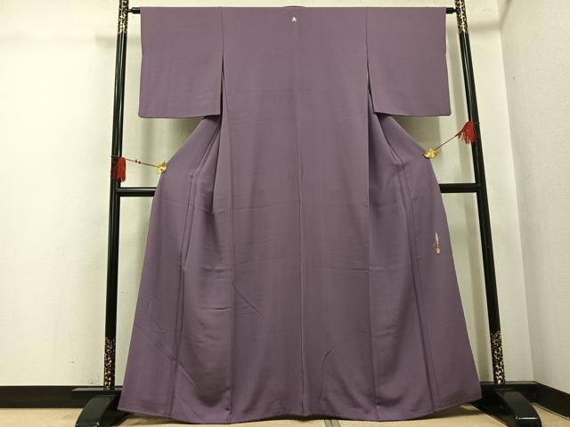 平和屋着物●本草木染作家 瑞鳳 色無地 葡萄鼠色 正絹 逸品 AABI3046ph