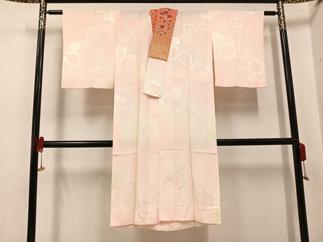 平和屋着物●長襦袢 無双仕立て 梅地紋 暈し染め 半衿刺繍 正絹 逸品 未使用 AABI3060ph