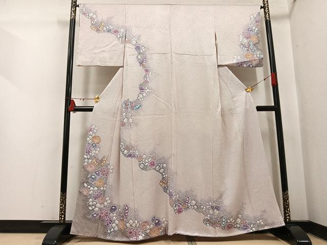 平和屋着物●訪問着 総絞り 花蝶文 染の近江 正絹 逸品 AABI3068ph