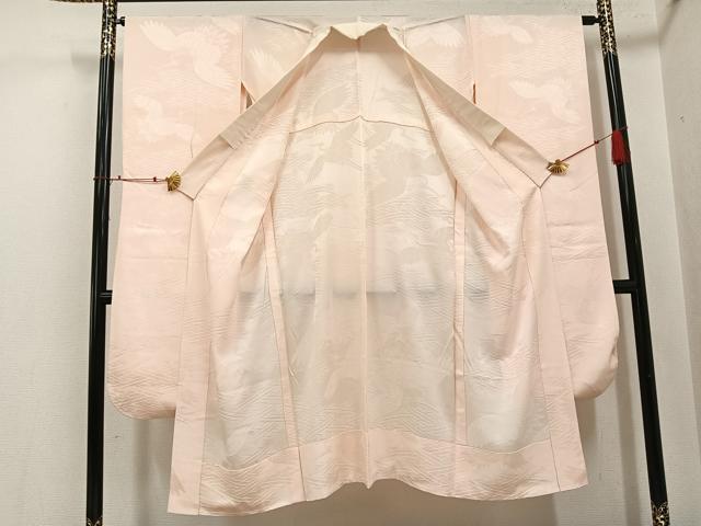 平和屋着物●振袖用長襦袢 無双仕立て 群れ鶴地紋 正絹 逸品 AABI3070ph