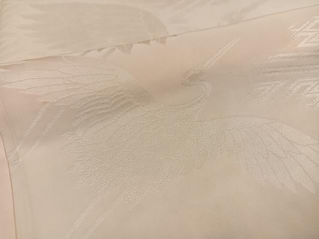 平和屋着物●振袖用長襦袢 無双仕立て 群れ鶴地紋 正絹 逸品 AABI3070ph