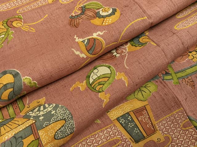 平和屋着物●上質な小紋 生紬 吉祥花文 正絹 逸品 AABI3082ph
