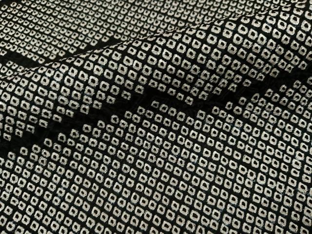 平和屋着物●上質な小紋 総絞り 幾何学文様 黒地 正絹 逸品 AABI3087ph