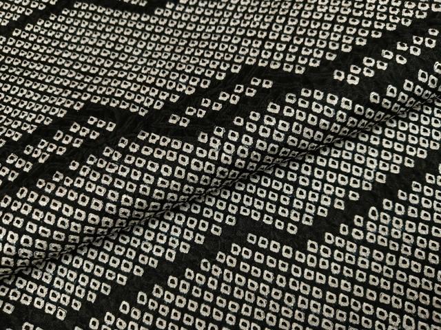 平和屋着物●上質な小紋 総絞り 幾何学文様 黒地 正絹 逸品 AABI3087ph