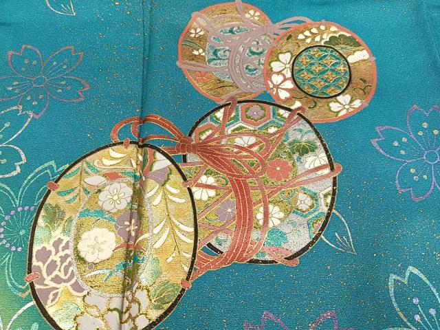 平和屋着物●豪華振袖 花鼓文 暈し染め 金銀彩 銀通し地 正絹 逸品 AABI3095ph