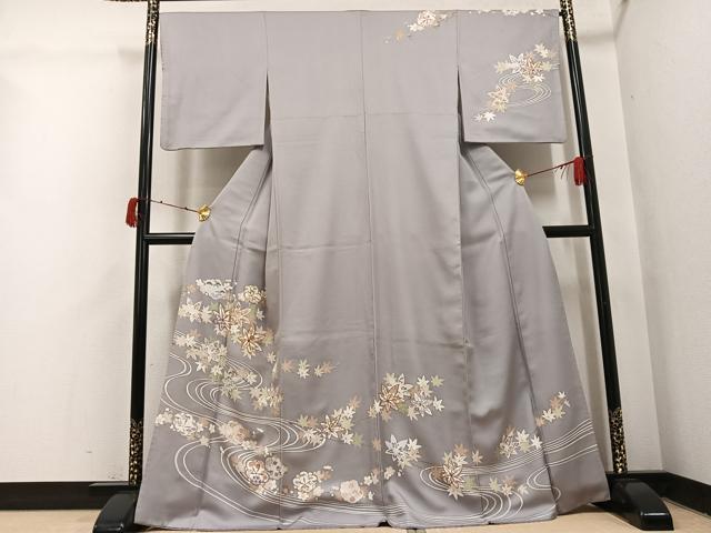 平和屋着物●訪問着 友禅 駒刺繍 松竹梅流水草花文 金彩 正絹 逸品 AABI3101ph
