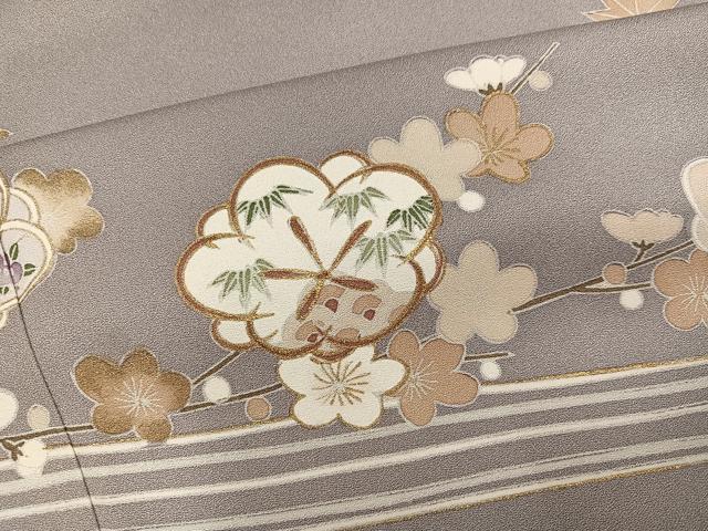 平和屋着物●訪問着 友禅 駒刺繍 松竹梅流水草花文 金彩 正絹 逸品 AABI3101ph