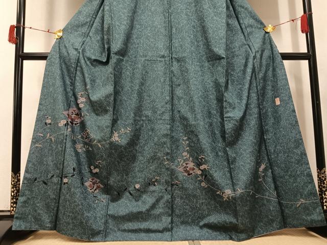 平和屋着物●本場大島紬 染大島 訪問着 作家物 松皮菱枝花文 正絹 逸品 AABI3112ph
