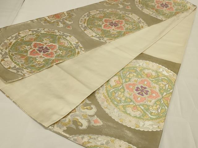 平和屋着物◎六通柄袋帯 唐織 花丸文 金銀糸 正絹 逸品 AABI3138ou